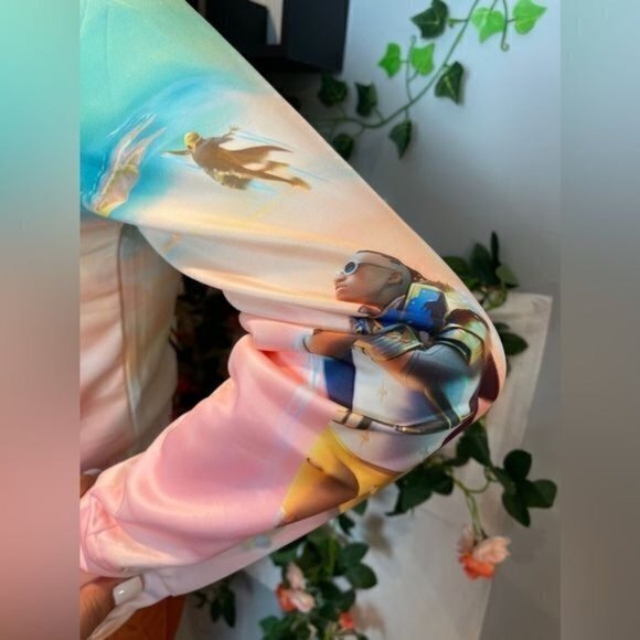 FORNITE Theme Vibin Tie Dyed Pullover Hoodie Fashion Sweatshirt L Junior RefJ027 - Picture 5 of 10